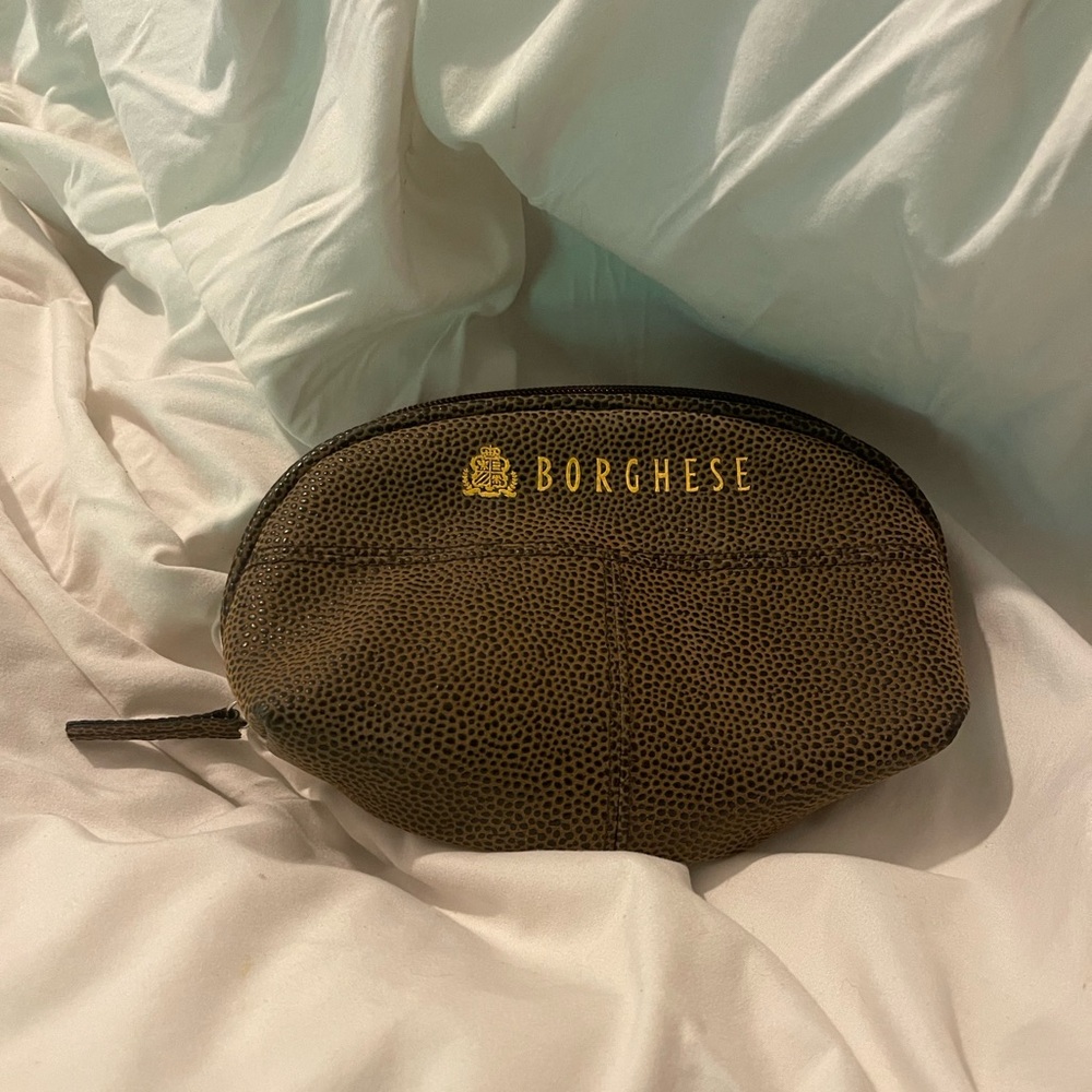 VINTAGE Borghese brown makeup/cosmetic bag